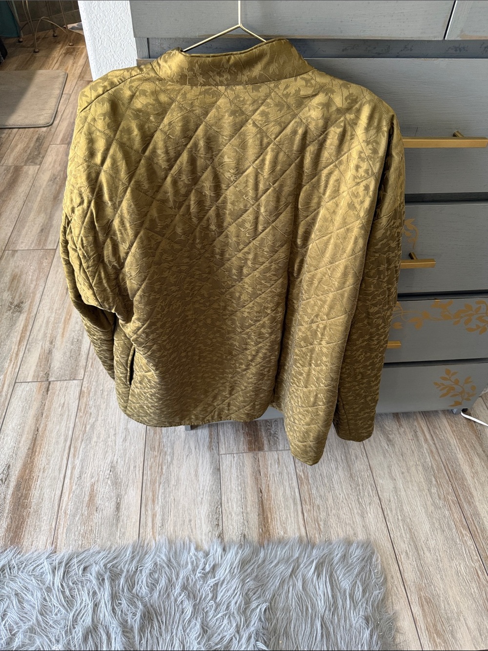 Eileen Fisher Quilted Bomber Jacket in Tan - Picture 4 of 8